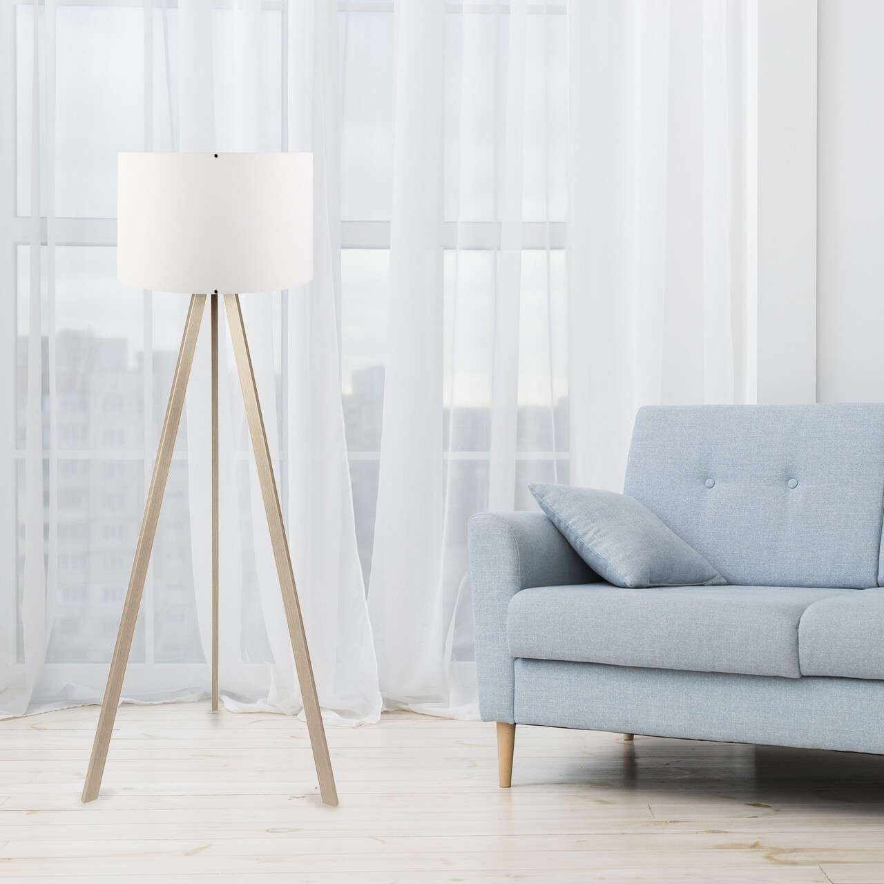 Lampadar, AYD-1523, Insignio, 38 x 140 cm, 1 x E27, 60W, alb/maro - imagine 5